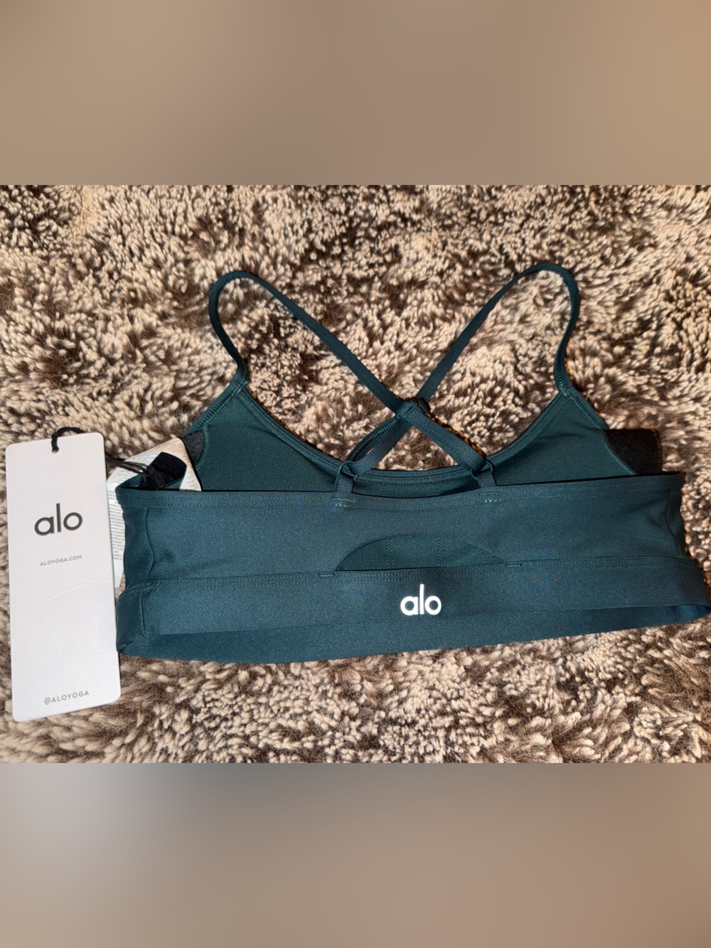 ALO Yoga Airlift Intrigue Bra in Midnight Green - Picture 2 of 5